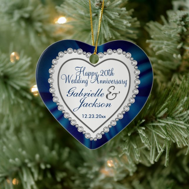 Adorno De Cerámica Boda de amor verdadero / aniversario - Azul marino (Árbol)