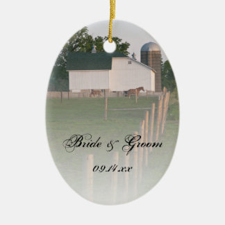 Adorno De Cerámica Boda de barras de campo blanco