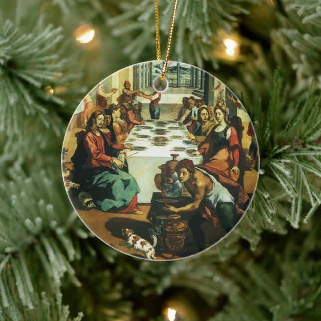 Adorno De Cerámica Boda de Cana por Andrea Boscoli, arte renacentista (Árbol)