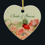 Adorno De Cerámica Boda de cosecha, prado floral de flores rojas<br><div class="desc">Un favor de boda fácil de personalizar. Una buena manera para que sus huéspedes recuerden su día especial. El amor ilustracion vintage y el romántico diseño boda floral con hermosas flores de amapola primaveral en un prado o jardín, un campo de amapolas rojas florecientes. Una elección muy agradable para una...</div>