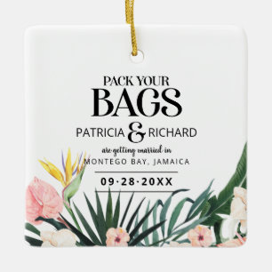 Adorno De Cerámica Boda De Destino Tropical Guardar La Fecha