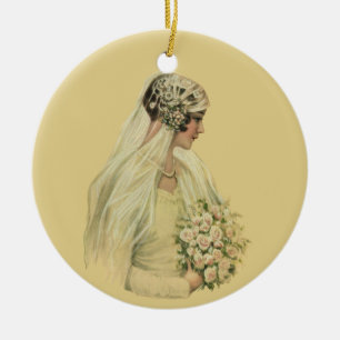 Adorno De Cerámica Boda de época, retrato de novia victoriana