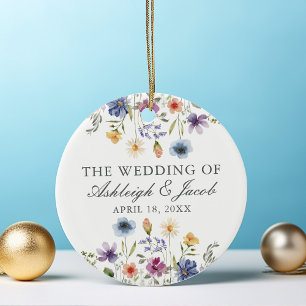 Adorno De Cerámica Boda de flores silvestres elegantes personalizada 