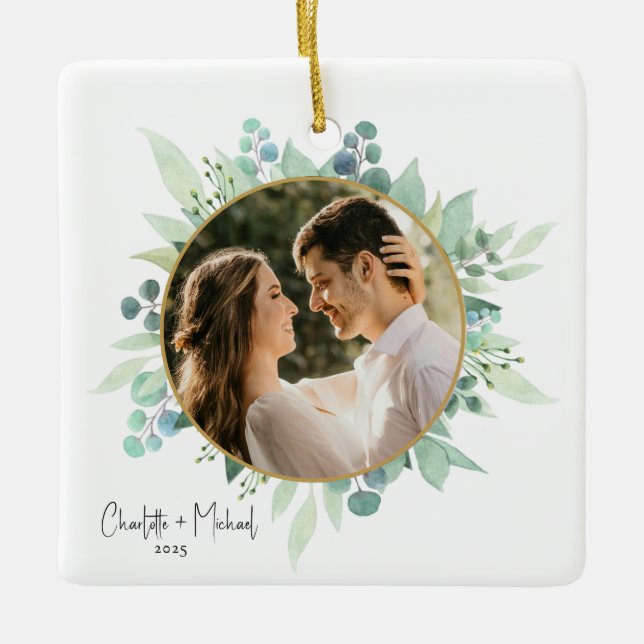 Adorno De Cerámica Boda de fotografía romántico Keepsake (Anverso)
