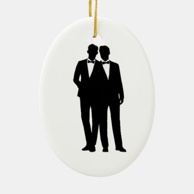 Adorno De Cerámica Boda de Groom y Groom (Atrás)