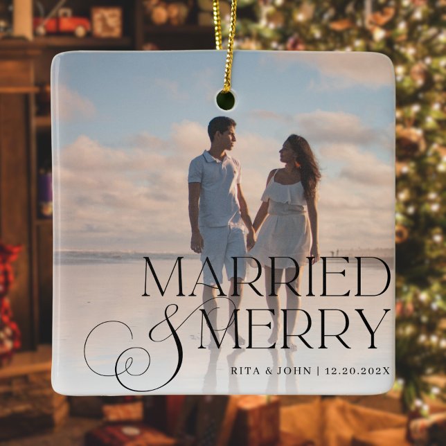 Adorno De Cerámica Boda de guiones caligráficos Primera Navidad Metal (Subido por el creador)