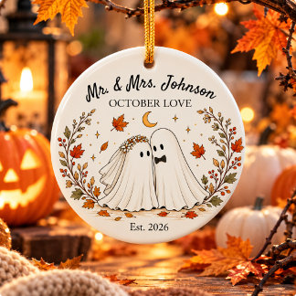 Adorno De Cerámica Boda de Halloween Personalizada