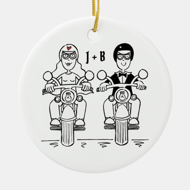 Adorno De Cerámica Boda de motociclismo personalizado Regalo Decoraci (Frente)