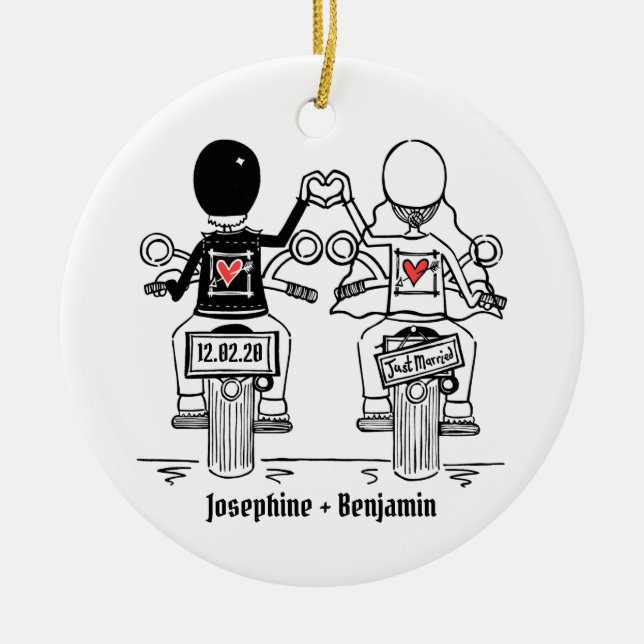Adorno De Cerámica Boda de motociclismo personalizado Regalo Decoraci (Frente)