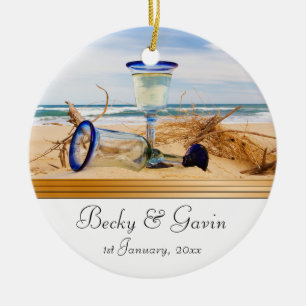 Adorno De Cerámica Boda de playa del recuerdo de la boda