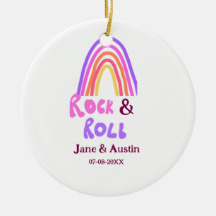 Adorno De Cerámica Boda de rock & roll añadir nombre de la pareja arc