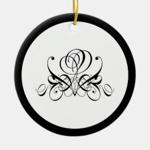 Adorno De Cerámica Boda de Rosa negro caligrafía
