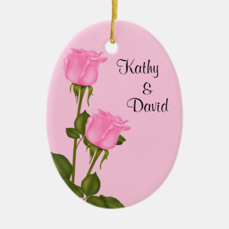 Adorno De Cerámica Boda de rosas rosadas