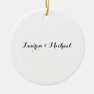 Adorno De Cerámica Boda Elegante caligrafía Minimalista blanco negro