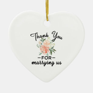 Adorno De Cerámica Boda Floral Funcionario Gracias