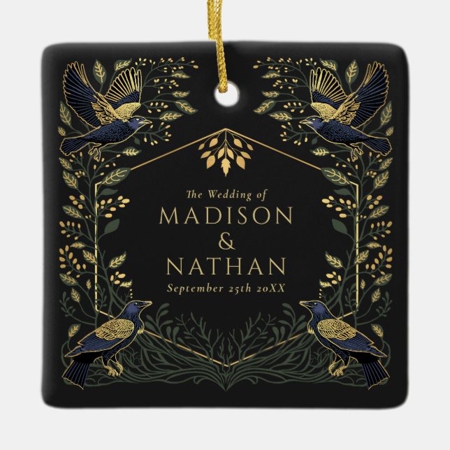 Adorno De Cerámica Boda floral verde con sabor gótico (Anverso)