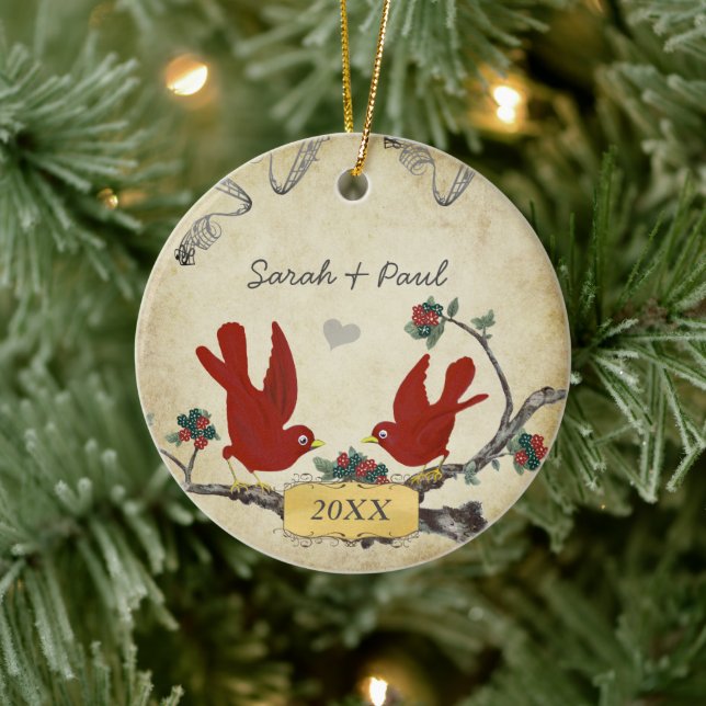 Adorno De Cerámica Boda Foto Keepsake Parejas primer Navidad (Árbol)
