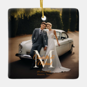 Adorno De Cerámica Boda fotográfico monograma