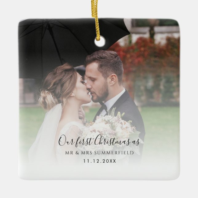Adorno De Cerámica Boda Fotos Las parejas primero Navidades como Sr.  (Anverso)