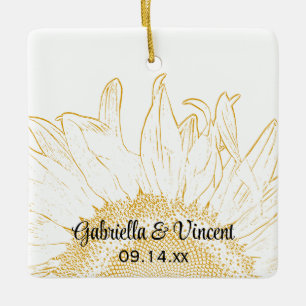 Adorno De Cerámica Boda gráfico de girasol amarillo
