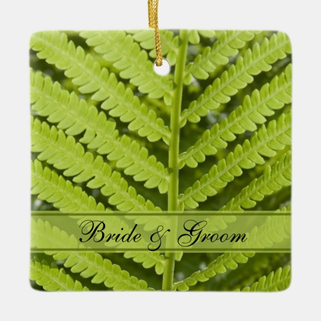 Adorno De Cerámica Boda Green Fern (Anverso)