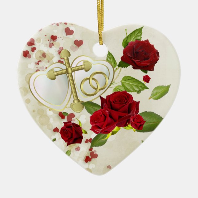 Adorno De Cerámica Boda Keepsake Ornament (Frente)