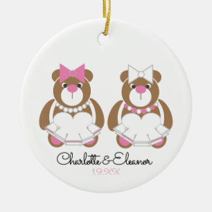 Adorno De Cerámica Boda lesbiana Teddy Bear Bries