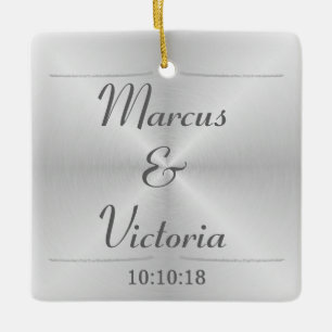 Adorno De Cerámica Boda Metalizado cepillado moderno