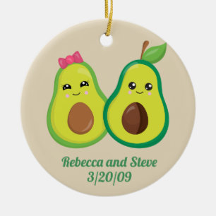 Adorno De Cerámica Boda Pareja Casada Aguacate Lindo Aniversario