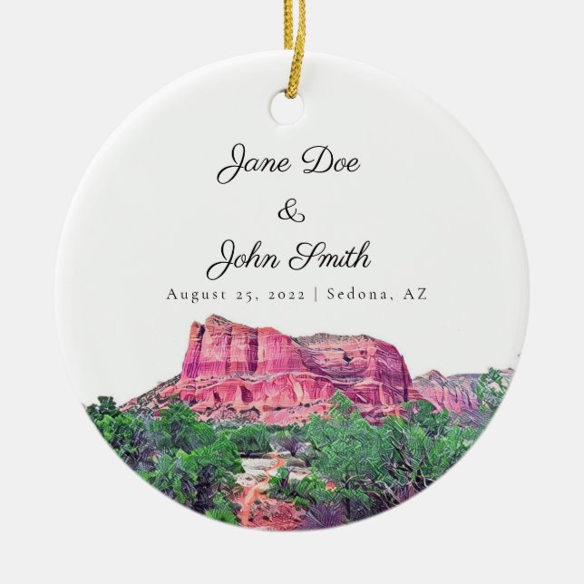 Adorno De Cerámica Boda personalizada de Sedona Arizona (Frente)
