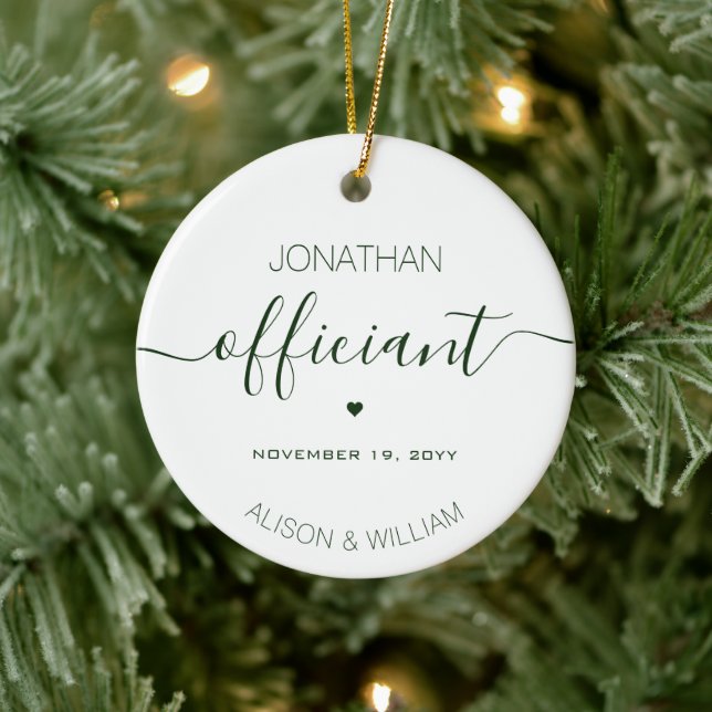 Adorno De Cerámica Boda personalizado Funcionario Dark Green Textos (Árbol)