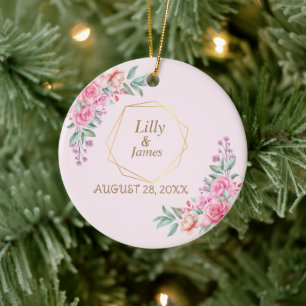 Adorno De Cerámica Boda rosa floral