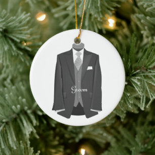 Adorno De Cerámica Boda Tuxedo Groom Ornament