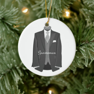 Adorno De Cerámica Boda Tuxedo Groomsman Ornament
