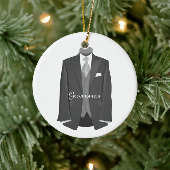 Adorno De Cerámica Boda Tuxedo Groomsman Ornament (Árbol)