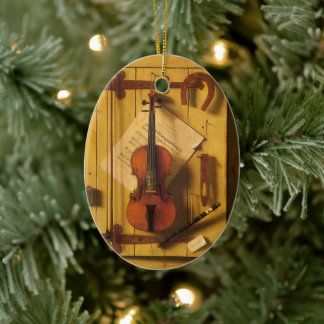Adorno De Cerámica Bodegón Violín y Música de William Harnett