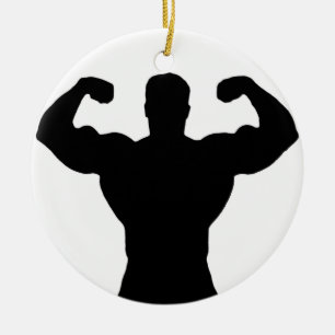 Adorno De Cerámica bodybuilder que dobla los músculos