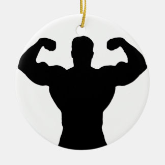 Adorno De Cerámica bodybuilder que dobla los músculos