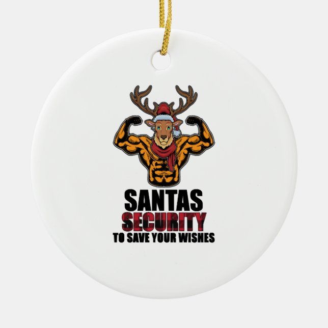 Adorno De Cerámica Bodybuilder Weiglifter Gym Músculo Santa Seguridad (Frente)