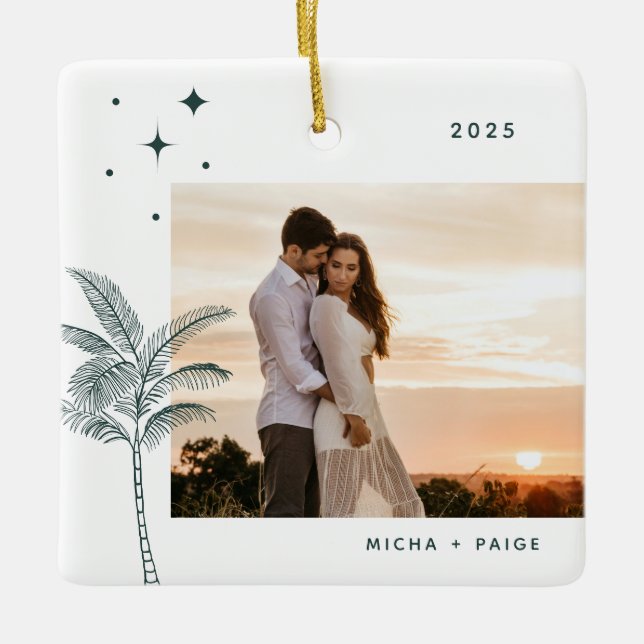 Adorno De Cerámica Bohemian Beach Palm Tree Photo Ceramic Ornament (Anverso)