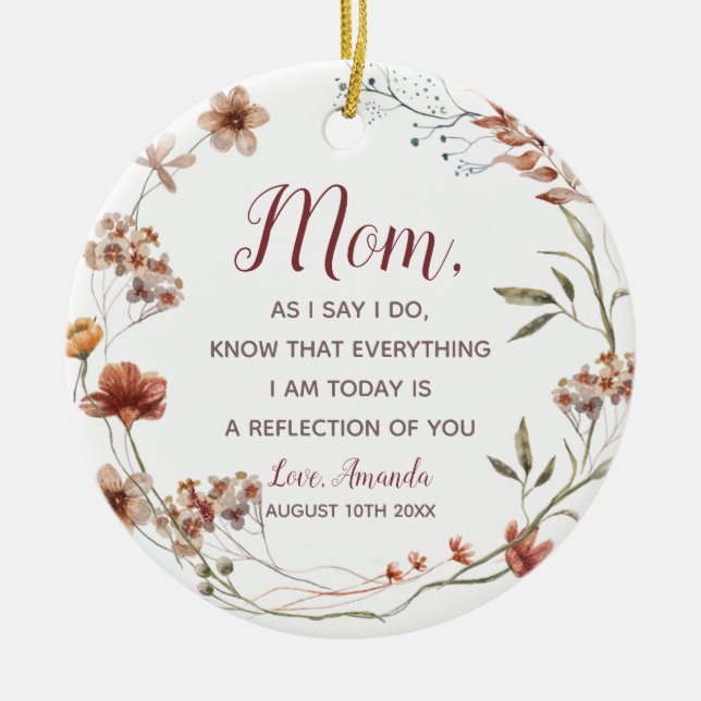 Adorno De Cerámica Boho Flores silvestres Madre de la novia (Frente)