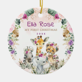 Adorno De Cerámica Boho Jungle Safari Animales salvajes Bebés Navidad
