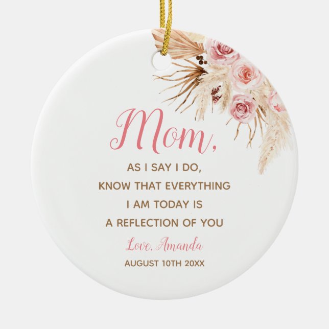 Adorno De Cerámica Boho pampas pasto Floral rosa madre de la novia (Frente)