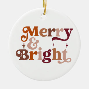 Adorno De Cerámica Boho Retro Merry y Bright 1 Photo