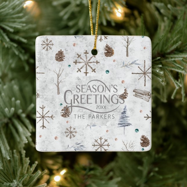 Adorno De Cerámica Boho Twigs & Pinecone Navidades ID986 (Árbol)