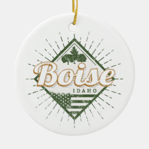 Adorno De Cerámica Boise City Idaho United States Vintage USA Tree