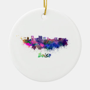 Adorno De Cerámica Boise skyline in watercolor