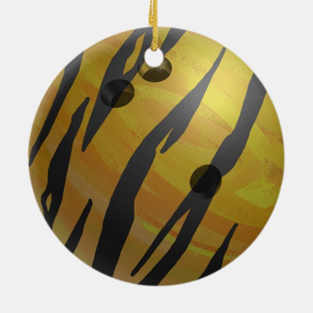 Adorno De Cerámica Bola de Boliche Amarillo Tigre (Atrás)