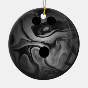 Adorno De Cerámica Bola de bolos negra y gris del remolino