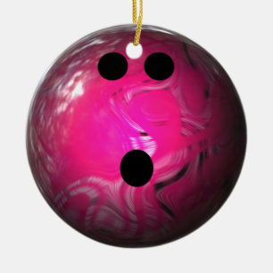 Adorno De Cerámica Bola de bolos rosada del remolino